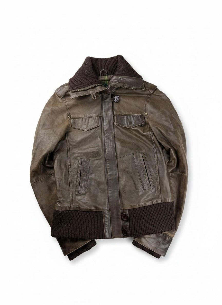 Vgt funnel-neck leather jacket 00s M