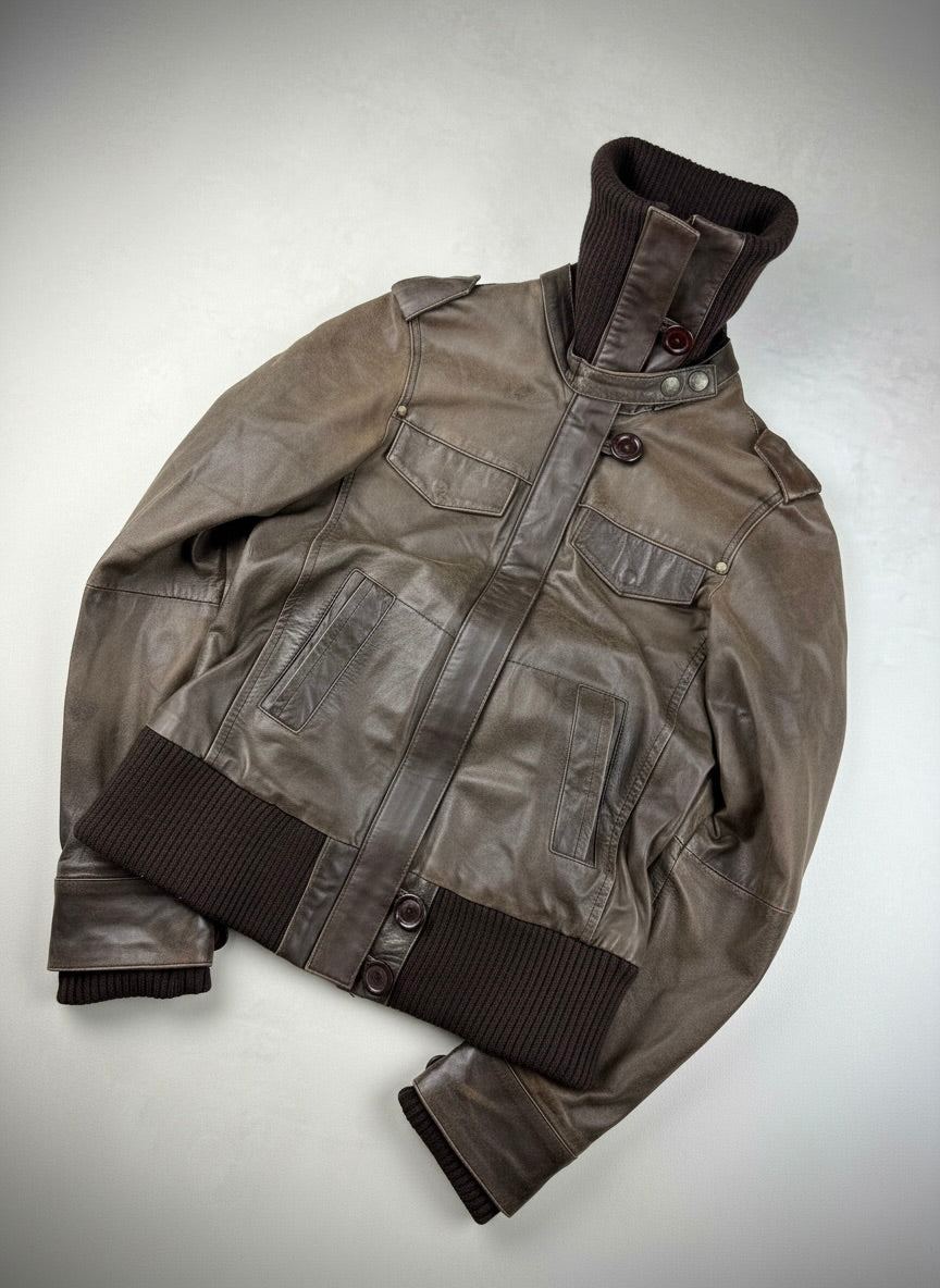 Vgt funnel-neck leather jacket 00s M