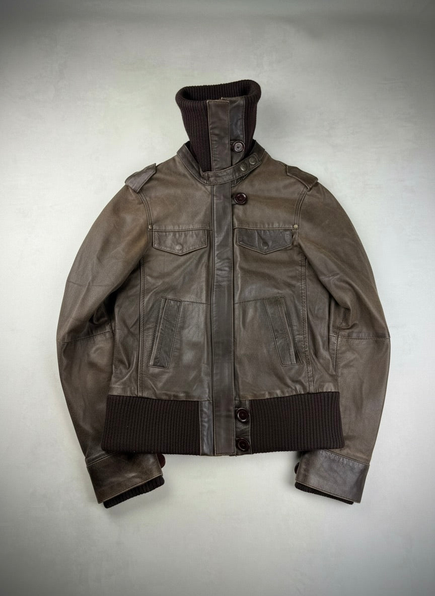 Vgt funnel-neck leather jacket 00s M