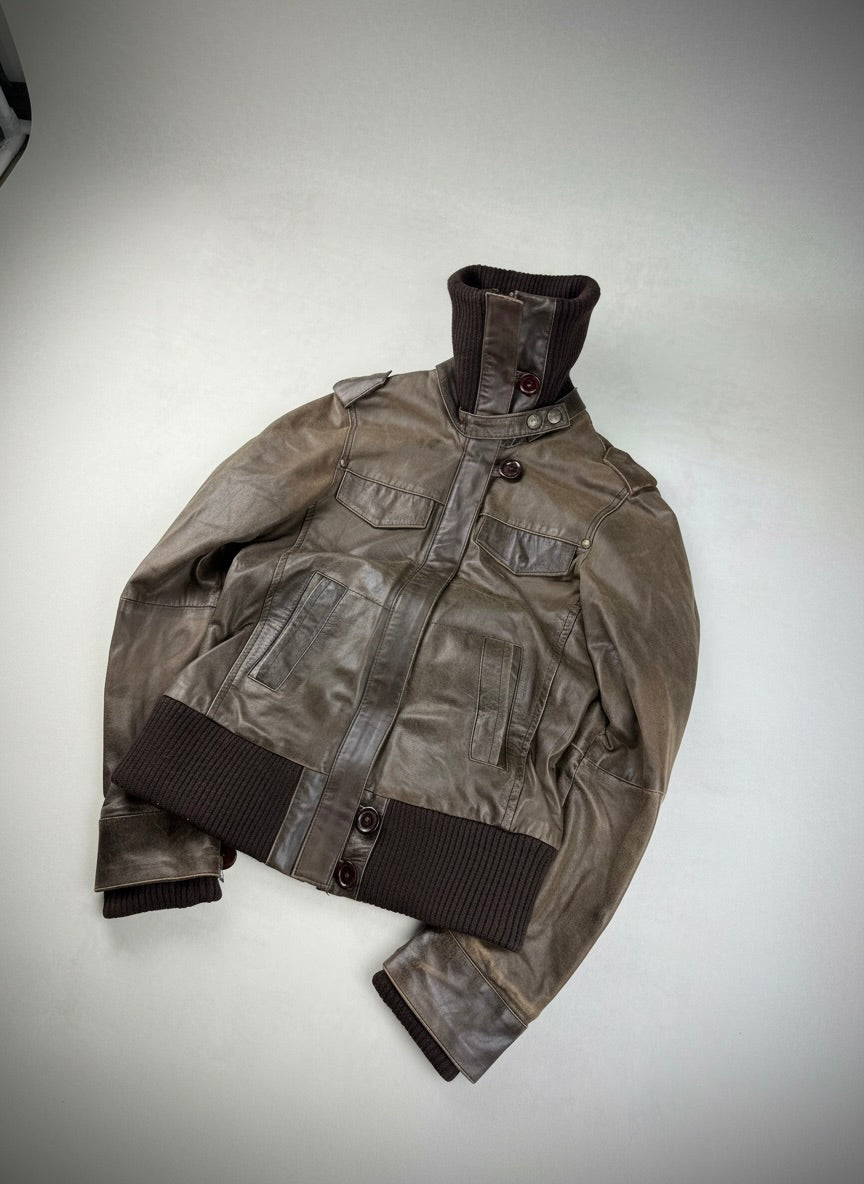 Vgt funnel-neck leather jacket 00s M