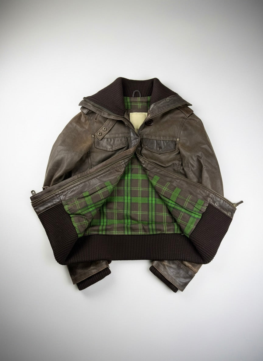 Vgt funnel-neck leather jacket 00s M