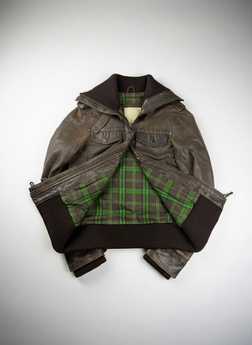Vgt funnel-neck leather jacket 00s M