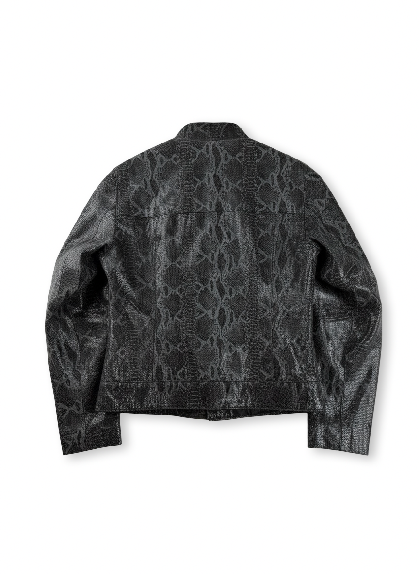 Women snake-print leather jacket S