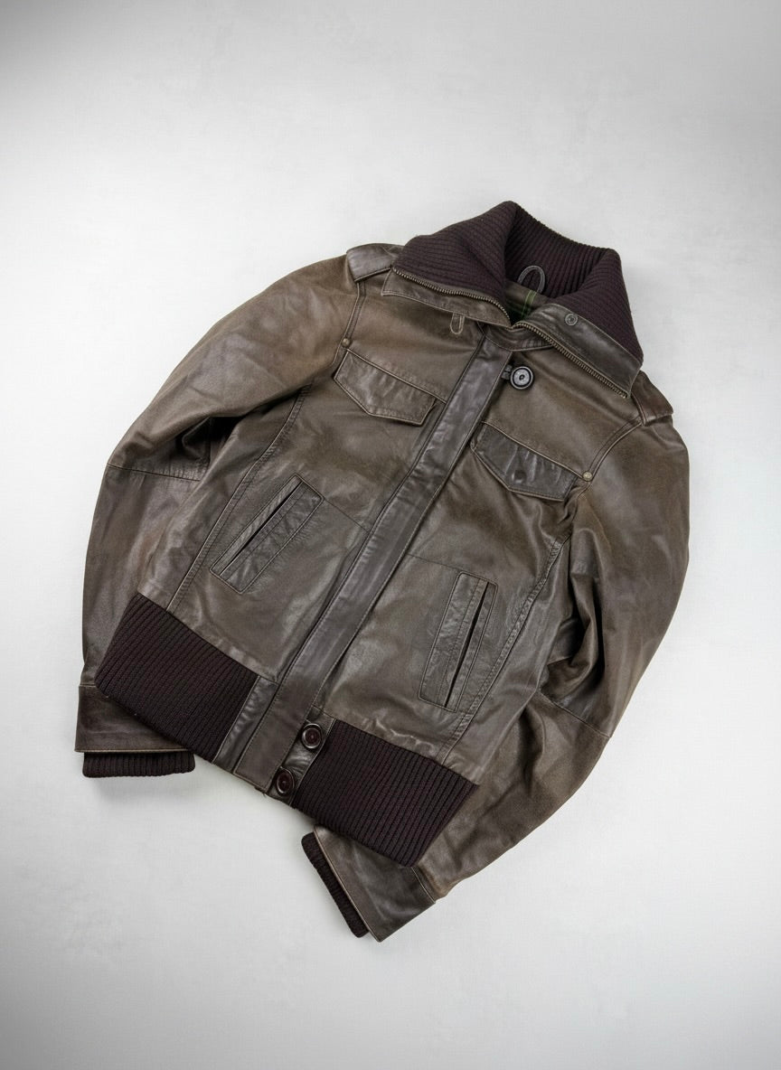 Vgt funnel-neck leather jacket 00s M