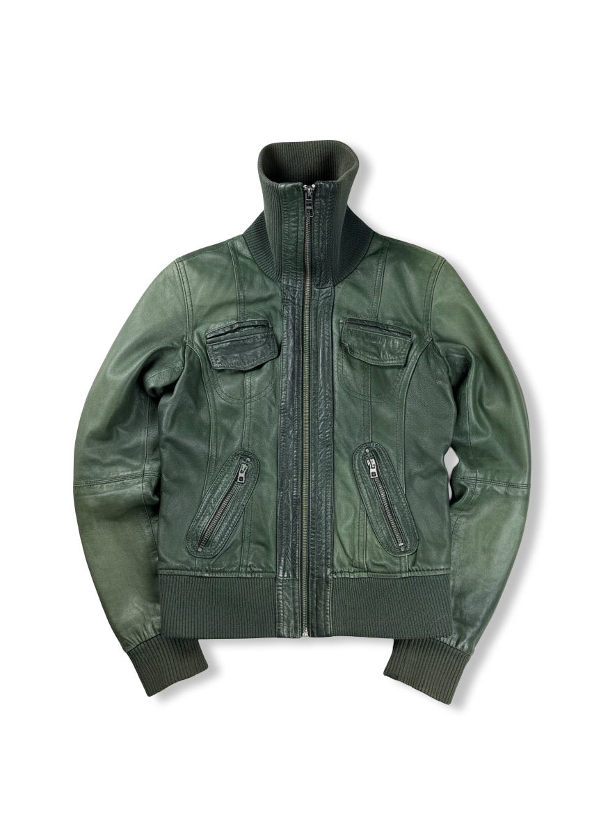 Vgt high-neck leather jacket S