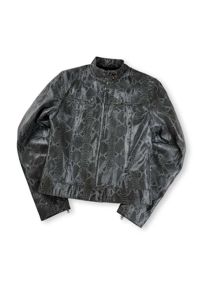 Women snake-print leather jacket S