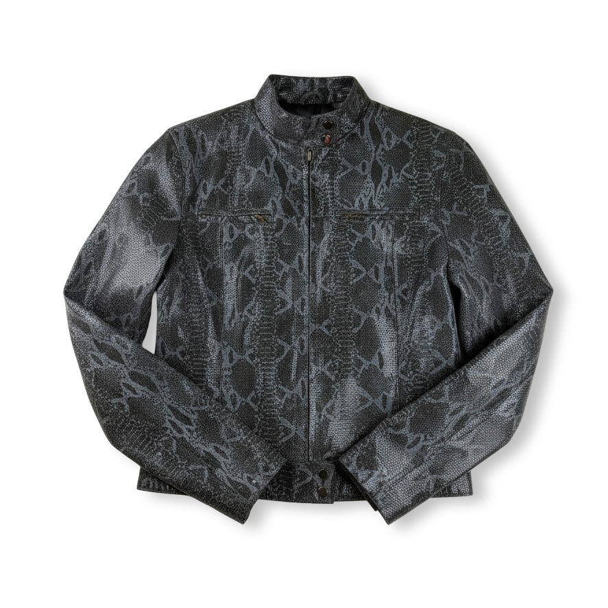 Women snake-print leather jacket S