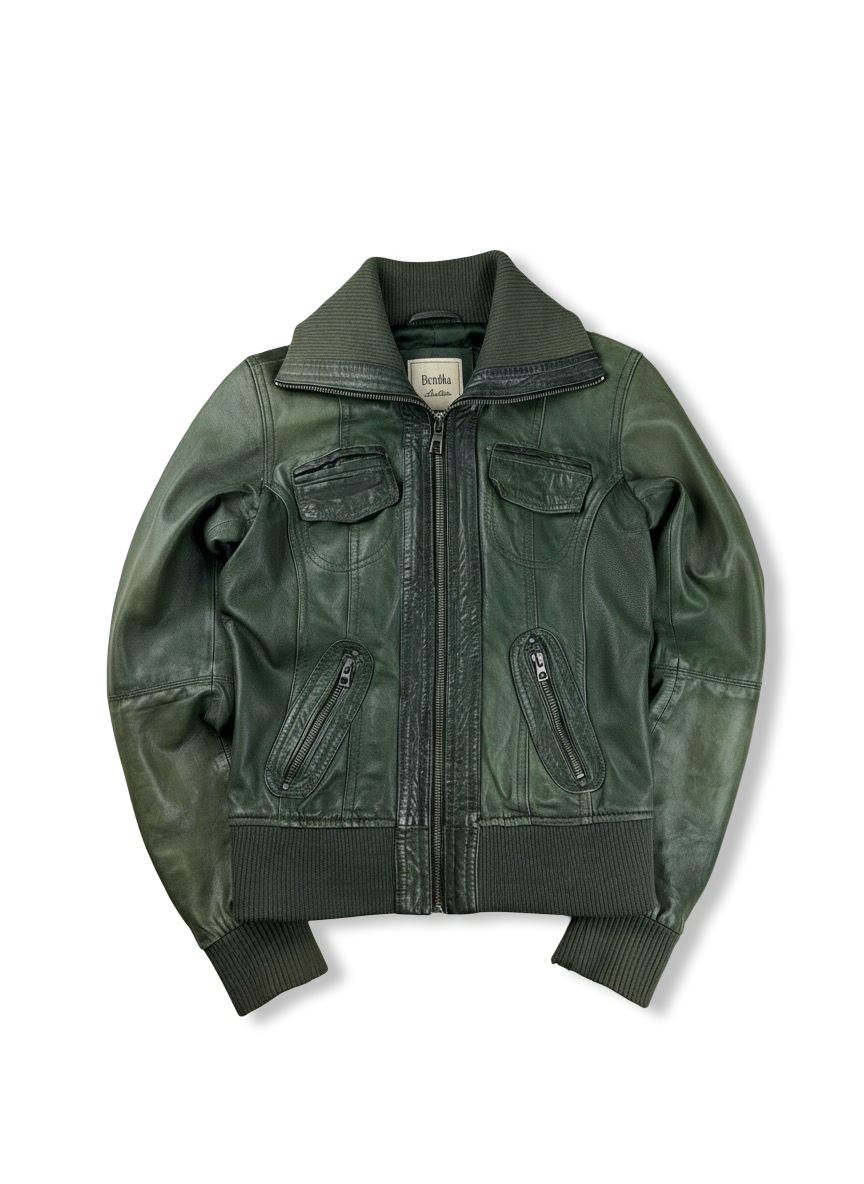 Vgt high-neck leather jacket S