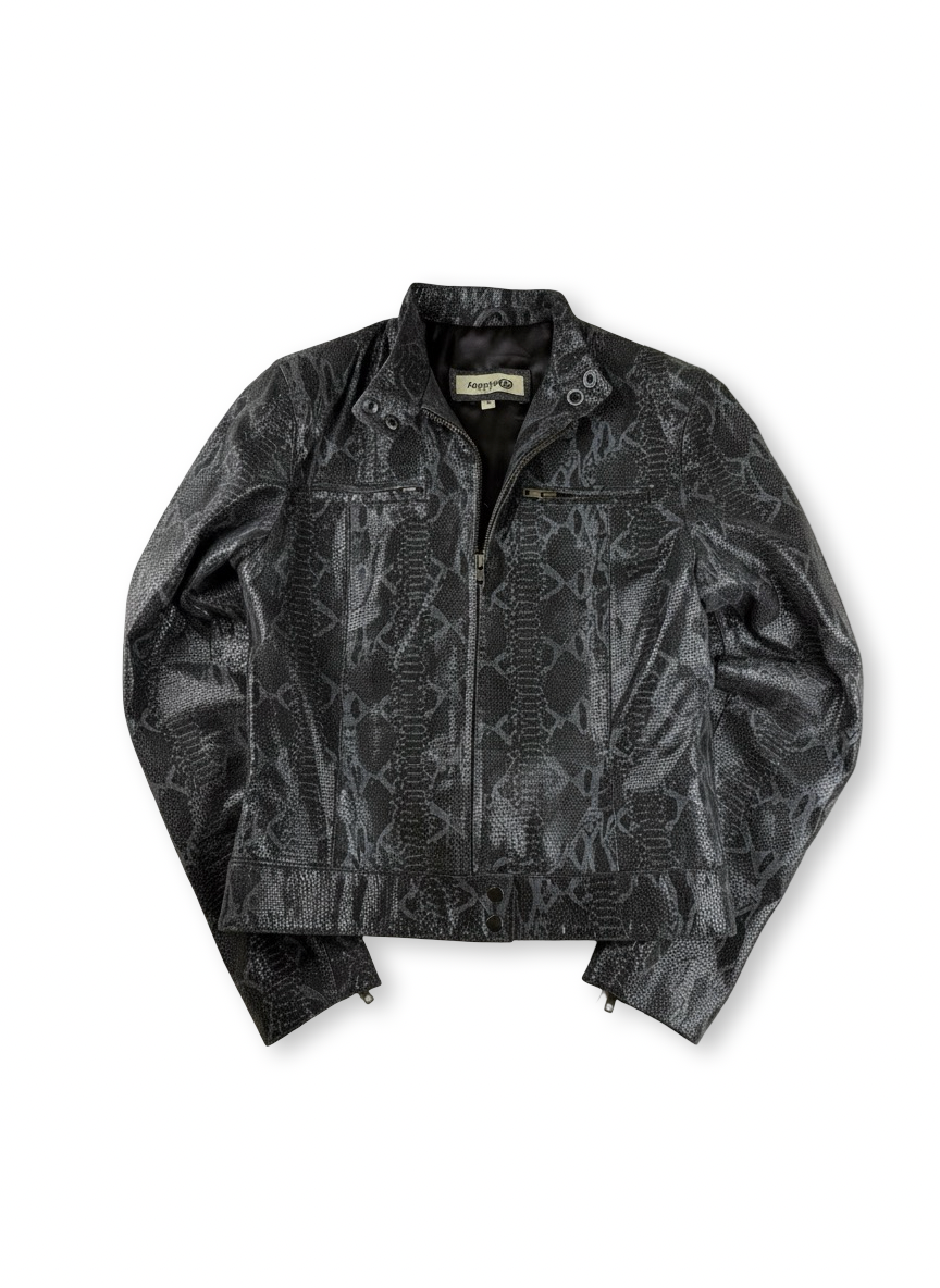 Women snake-print leather jacket S