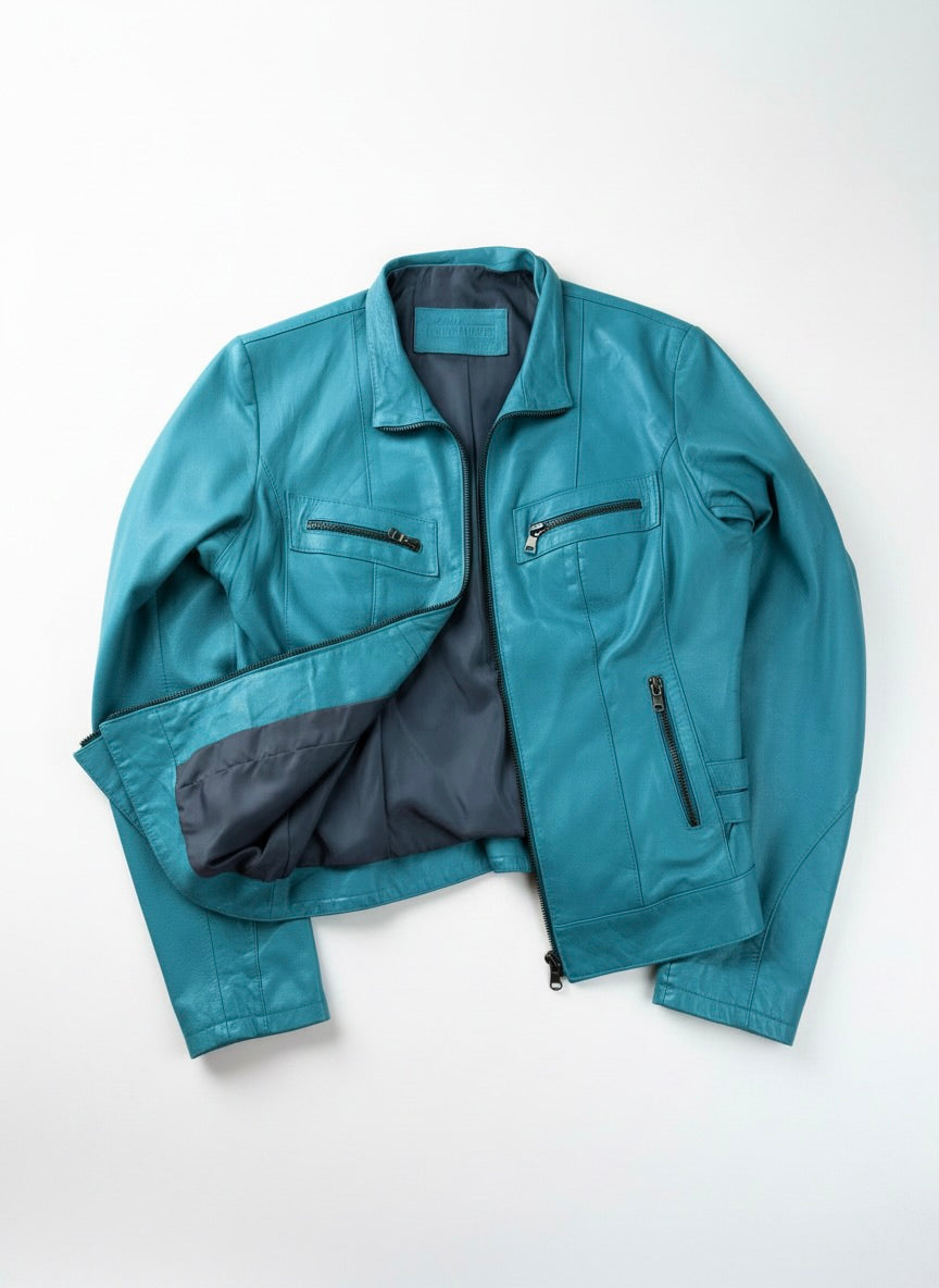 Women Turquoise perfecto jacket S