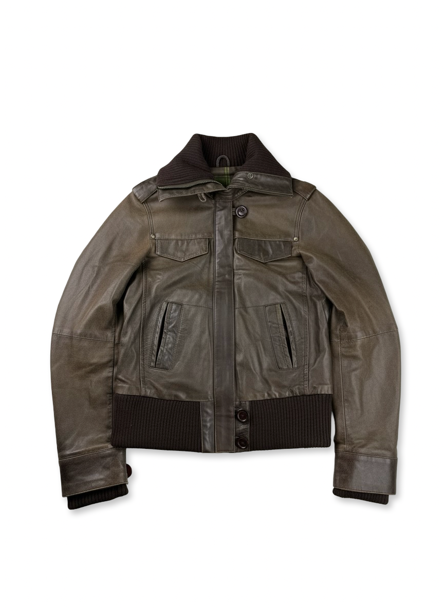 Vgt funnel-neck leather jacket 00s M